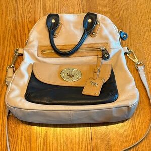 Emma Fox Navy and Tan Leather Purse